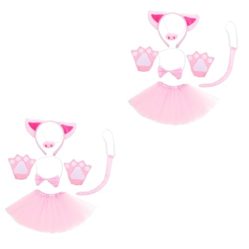 GLEAVI 2 Sätze Performance-Kostüm für Party Rock Erwachsene Schweineohren Stirnband und Ohren Tierkostüm für Schweinchen-Kostüm-Kopfbedeckung Plüsch Rosa von GLEAVI