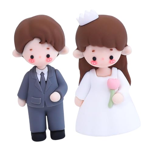 GLEAVI 2 Stück Braut und Bräutigampuppe lustiger Hochzeitstortenaufsatz Braut Bräutigam Figuren Braut und Bräutigam -Kuchen -Toper Cake Topper Hochzeit Brautpaar Figuren weiches Gummi von GLEAVI