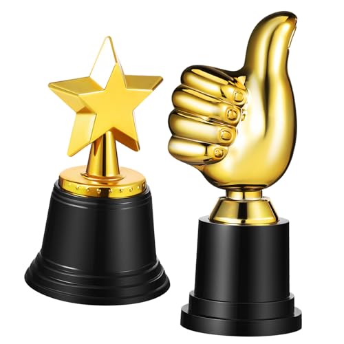 GLEAVI 2 Stück Trophäen Daumenhoch und Stern Trophäen für Partys Wettbewerbe und Auszeichnungen Belohnungen Leistungen und Motivation von GLEAVI