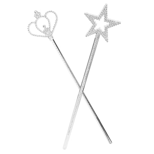 GLEAVI 2 Stück Versilberter Sternstab Für Prinzessin Zauberstab Fee Zauberstab Prinzessin Zauberstäbe Sternenstab Weihnachtssternstab Silberner Sternenstab Feenstöcke Silber Abs von GLEAVI