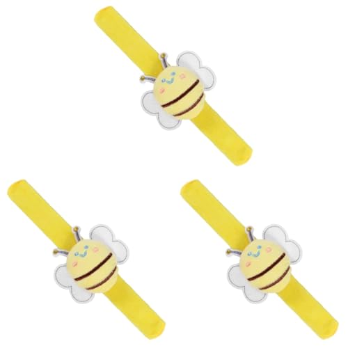 GLEAVI 3 Stück Plüsch Bienen Slap Armband Lustiges Handgelenkband für Kindergeburtstag Halloween und Partys Leicht und Angenehm Tragbar als Gastgeschenk oder von GLEAVI