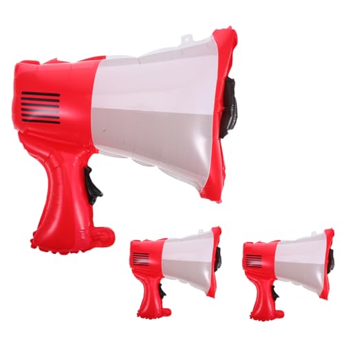 GLEAVI 3 Stück Trompetenballon Megaphon-ballons Für Feuerparty Begünstigt Luftballons Folien-megaphon-ballons Feuerwehrauto-luftballons Große Luftballons Airhorn Rot Aluminiumfolie von GLEAVI