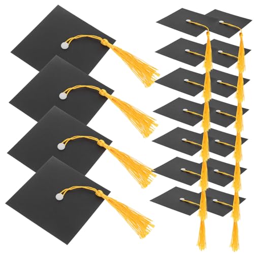 GLEAVI 30 Stück Getränkeflaschen-Ornament Kuchen Dekoration Party Abschluss Weinflaschenabdeckungen Abschlusshut Flaschenverschlüsse kleine Flaschenhüte Polyester Schwarz von GLEAVI