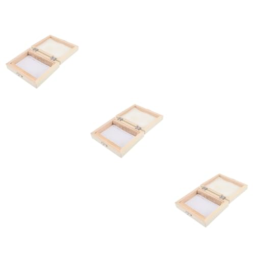 GLEAVI 3Er-Packung Biologische Slice-Box Korb Gitter Mini tragbar Blindmikroskop -Objektträger und Deckgläser werkzeug Mikroskop-Objektträger-Etui Holz Mikroskop -Objektträgerhalter Beige von GLEAVI