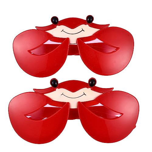 GLEAVI 4 Sätze Lustige Brille Die Tropische Partybrille Strandkleidung Lustige Party-sonnenbrille Tropische Brille Krabbe Sommer-strandbrille Sommerfestbevorzugung Plastik Rot 2 Stück * 4 von GLEAVI