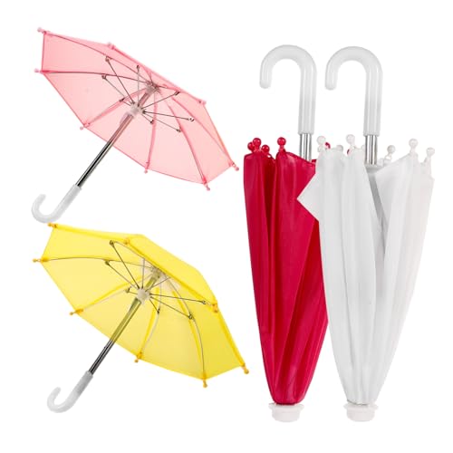 GLEAVI 4 Stück Miniatur Regenschirm Dekorative Puppenhaus Accessoires Weiß Gelb für Kreative Spielwelten und Miniatur Dekorationen von GLEAVI
