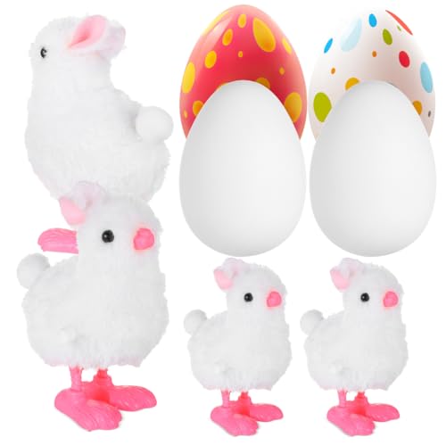 GLEAVI 4 Stück Ostern Eier mit Hasen Bunte Ostereier: Plüschhasen Ostergeschenk Osterhase Plüschspielzeug mit Ei zum befüllen für Ostern Partyzubehör Osterkorb von GLEAVI
