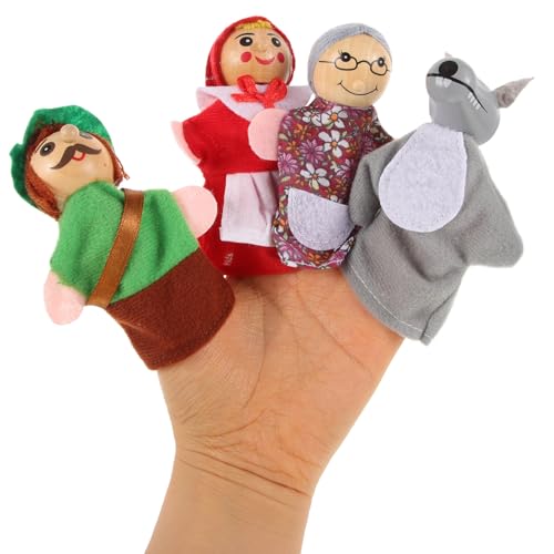 GLEAVI 4 Stück Rotkäppchen Fingerpuppen Set: Fingerpuppe Finger-Familienpuppen Für Partyzubehör pädagogisches Badespielzeug für Geschichtenzeit Strandspielzeug Spielzeit Eltern Kind Spiele von GLEAVI