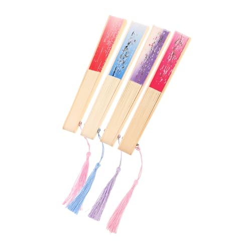 GLEAVI 4 Stück Teiliges Faltfächer Dekorative Chinesische Handfächer aus Festem Holz und Tragbar für Hochzeiten Partys Outdoor-events und Fotorequisiten von GLEAVI