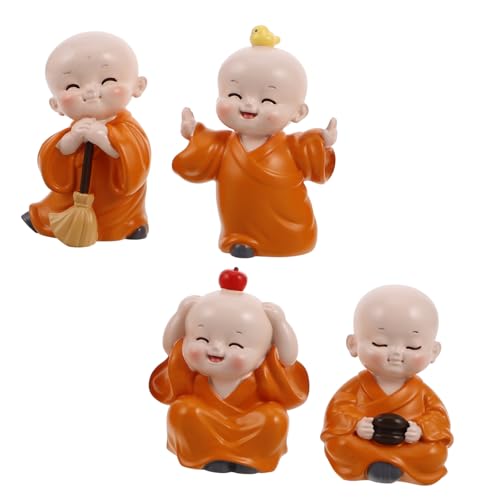 GLEAVI 4 Stück kleine Mönchsornamente Spielzeugfiguren dekorieren Dekorationen im chinesischen Stil Auto Dash Dekorationen Desktop-kleine Verzierung Kung-Fu-Figuren Harz Orange GLEAVI 4 Stück kleine Mönchsornamente Spielzeugfiguren dekorieren Dekorationen im chinesischen Stil Auto Dash Dekorationen Desktop-kleine Verzierung Kung-Fu-Figuren Harz Orange von GLEAVI