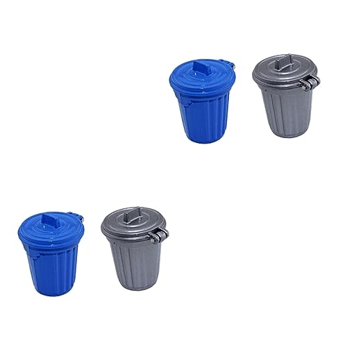GLEAVI 4stücke Miniatur Mülleimer Für Lebensnahe Mini Trash Can Silber Und Blau Dekoration Für Kinderzimmer Und Mini-häuser von GLEAVI