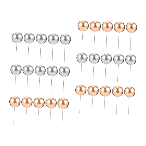 GLEAVI 50 Stück Tortendeko Kugeln aus Schaumstoff Dekorative Cake Picks Silber und Gold DIY Dessert Topper für Geburtstagstorten Vielseitige Cake Inserts für Festliche Anlässe von GLEAVI