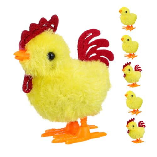 GLEAVI 6 Stück Aufzieh Kleintier Huhn Zum Aufziehen Aufzieh Partygeschenke Für Streich Krachmacher Halloween Zubehör Neuheit Lustiger Gelber Plüsch von GLEAVI