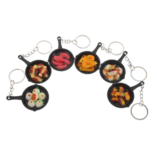 GLEAVI 6 Stück Mini Schlüsselanhänger mit Lustigen Mini-pfannen und Food-motiven Leichte Taschenanhänger und Schlüsselringe für Handtaschen Rucksäcke Partydeko und Geschenke von GLEAVI