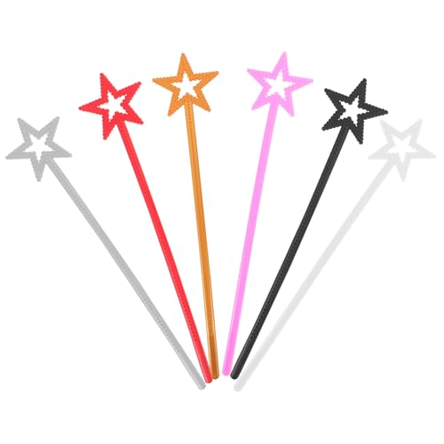 GLEAVI 6 Stück Sternenstab für Prinzessin Geburtstag Party Costume Costumes for Girl Toys fasnachtskostüme e Girl Kleidung Zauberstäbe Sternaufsatz Feenstab Sternenstäbe pp von GLEAVI