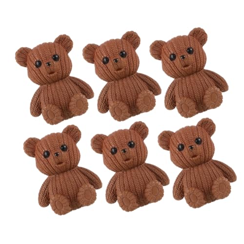GLEAVI 6 Stück Teddybären -Ornamente Mini-Tiere in großen Mengen Minibär Mini-Bär Bärenhandwerk kleine Bären Partyartikel liefert süße Tierfigur Mikrolandschaftsdekoration PVC Braun von GLEAVI