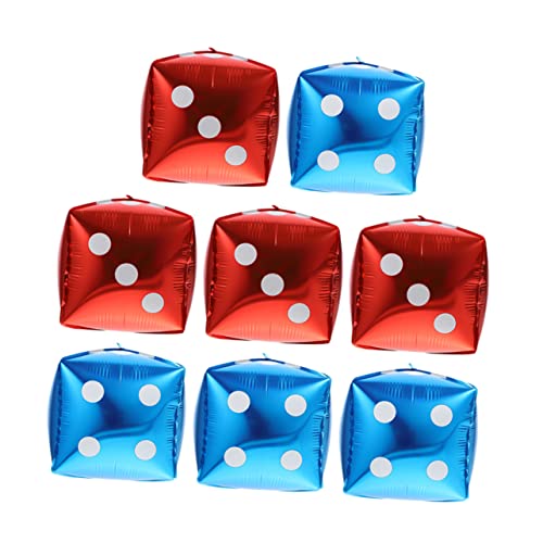 GLEAVI 8 Stück Würfel Ballons für Themenparty Deko Aluminium Folienballons Rot und Blau für Poker Events und Geburtstagsfeiern von GLEAVI