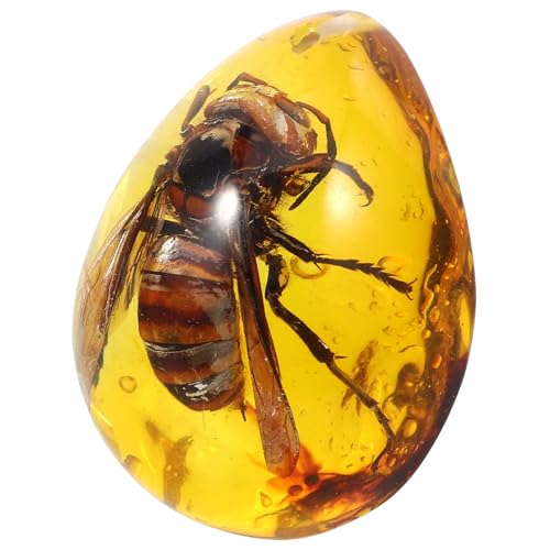 GLEAVI Bernstein Anhänger Charm Insekt Specimen Bienen Motiv Tropfenform Leicht Damen Schmuckanhänger Geschenkidee von GLEAVI