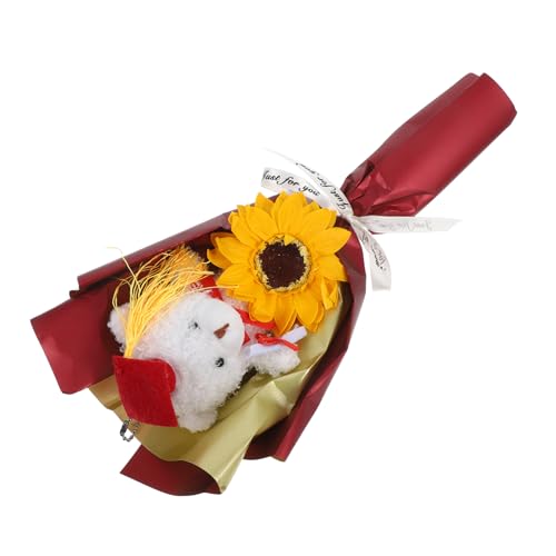 GLEAVI Dr. Bear Puppenstrauß gefüllter Blumenstrauß blumiger Plüschstrauß Spielzeugblumenstrauß Plüsch-Festblumenstrauß Grad Bärenstrauß Strumpfblumen (Siebdruckblumen) von GLEAVI