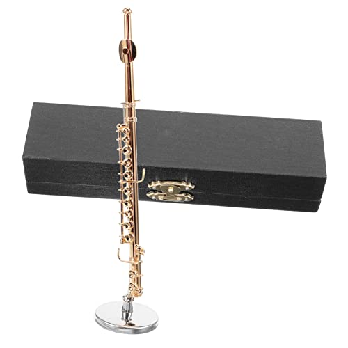 GLEAVI Flötenmodellschmuck Miniaturdekoration Puppenhauszubehör Mini-Instrumente für Puppenhaus Miniaturinstrumente Mini-Instrumentenmodell Miniatur-Flötenmodell Mini-Flöte Kupfer Golden von GLEAVI