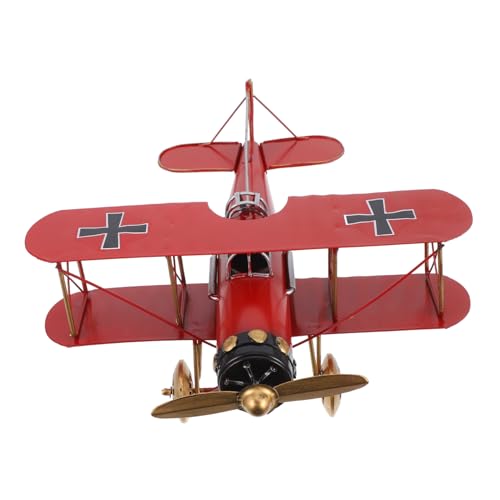GLEAVI Flugzeugmodell Ornament Ebene Dekoration für Doppeldecker Retro Flugzeug-Bürodekor Flugzeug-Schreibtisch- Vintage Flugzeugdekor Flugzeugverzierungen Kautschuk Eisen rot von GLEAVI