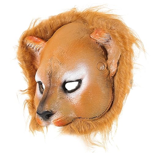 GLEAVI Löwenmaske Halloween-partymasken Löwen-halbmasken Schickes Kleid Maskerade-maske Halloween-tiermasken Halloween-party-maske Cosplay Gesichtsbedeckung Kleidung Vlies Bilden von GLEAVI