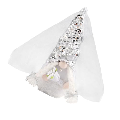 GLEAVI Hochzeitsplüschpuppe Hochzeit Plüschpuppe Gnom Plüschpuppe Wohnkultur Plüschzwergpuppe Hochzeitszwerg Hochzeit Gnom Puppe Hochzeit Plüschzwerg Puppe Stoff Weiß von GLEAVI