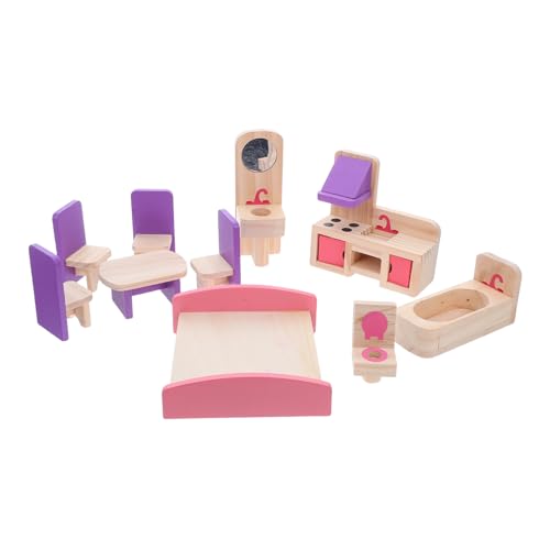 GLEAVI Holz Puppenhaus Möbel Set Teilig Miniatur DIY Möbel Zubehör Stabiles Holzspielzeug für Kreatives Basteln Fördert Fantasie und Familienzeit für Gemeinsames von GLEAVI