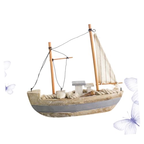 GLEAVI Mediterranes Holzboot Deko Segelboot Modell Handgefertigt Holzdeko Für Wohnzimmer Tischdekoration Strand Meer Stil Nautische Wohnaccessoires von GLEAVI