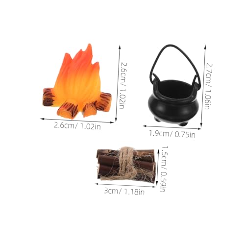 GLEAVI Miniatur Modell Teiliges mit Hängendem Mini Kessel Detailreiche Puppenhaus Dekoration Langlebiges Realistisches Outdoor Szenen Zubehör für Sammler und Bastler von GLEAVI