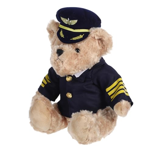 GLEAVI Plüschbär Niedlicher Stoffbär Uniform Plüschtier Bär Kuscheltier Bär Plüschpuppe Weicher Plüschbär Hochzeitsfeier Plüschbär Partygeschenk Plüschbär Niedlicher Pilotbär Pp von GLEAVI