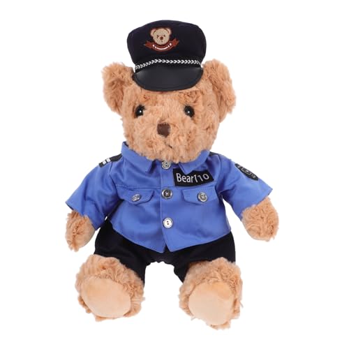 GLEAVI Polizeibärenpuppe Plüschspielzeug für Mädchen Kind Bärendekor Plüschbär Säuglingsspielzeug realistisch Kuscheltiere Bär Kuscheltier für Freundin klein PP Baumwolle von GLEAVI