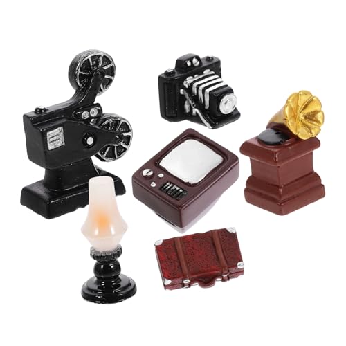 GLEAVI Retro Miniatur Kamera Teiliges mit Miniatur Tv Kerosinlampe Grammophon für Puppenhaus Vintage Stil Wohnraumdeko für DIY und Fotografie von GLEAVI