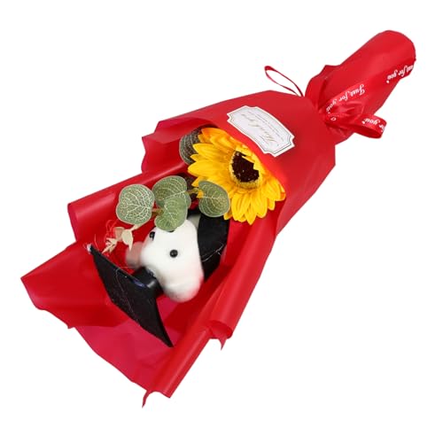 GLEAVI Simulationsstrauß Für Die Abschlusssaison Bärenpuppenstrauß Winziger Abschluss Stofftier Plüschbär Blumenstrauß Künstlicher Rosenstrauß Abschlussbär Blumenstrauß von GLEAVI