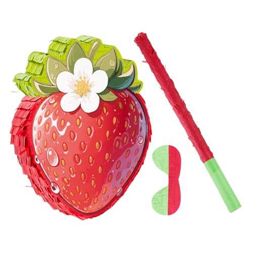 GLEAVI Strawberry Pinata mit Stick und Augenbinde Robuste Pappkonstruktion Vielseitige Sommerparty-deko für Erdbeer-mottoparty Inklusive Aufhängeschlaufe und Befüllungsöffnung für GLEAVI Strawberry Pinata mit Stick und Augenbinde Robuste Pappkonstruktion Vielseitige Sommerparty-deko für Erdbeer-mottoparty Inklusive Aufhängeschlaufe und Befüllungsöffnung für von GLEAVI
