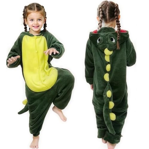 GLEEMEN Dinosaurier Kostüm Kinder, Unisex Pyjamas Onesies Tiere Kostüm Cosplay, Dinosaurier Jumpsuit Kostüm, Tier Onesie für Kinder Mädchen Jungen, Faschings Kostüm Dino Kinder (110) von GLEEMEN