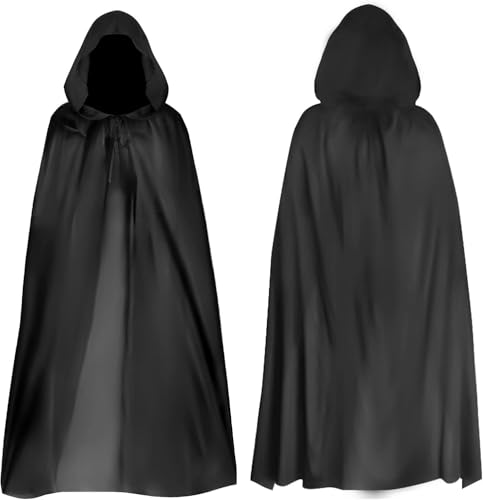 GLEEMEN Halloween Umhang Mit Kapuze, Teufel Kostüm Hexenko, Mittelalter Kapuzenumhang, Kinder Herren Damen Vampire Kostüm Cape Satin, Mantel Karneval 90cm von GLEEMEN