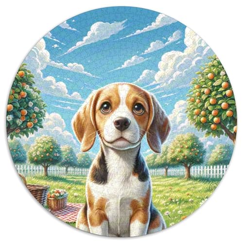 Beagle Hunde 1000-Piece Jigsaw Puzzles Hund Round Puzzle Adult Decompression Toy Kreativ No Colour Or Print Errors for Children Aged 5 and Up von GLFSDKFUR