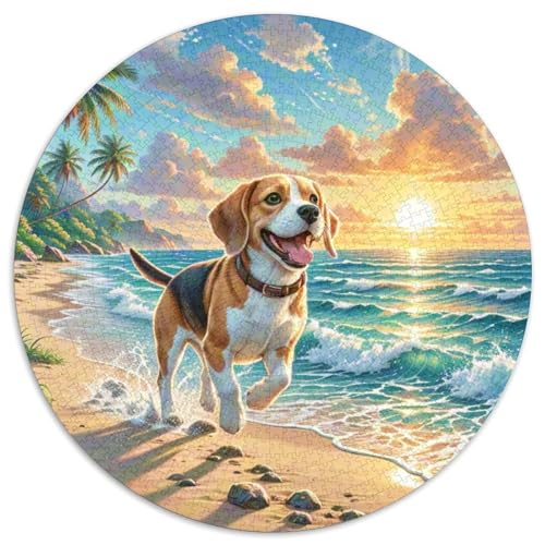 Beagle Hunde 1000-Piece Jigsaw Puzzles Hund Round Puzzles for Adults and Children Unmöglich No Colour Or Print Errors for Adults von GLFSDKFUR