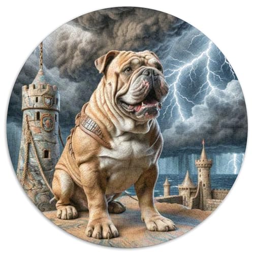 Bullmastiff 1000 Piece Jigsaw Puzzle Hund Circle Puzzles for Adults and Children Kreativ No Colour Or Print Errors for Adults von GLFSDKFUR