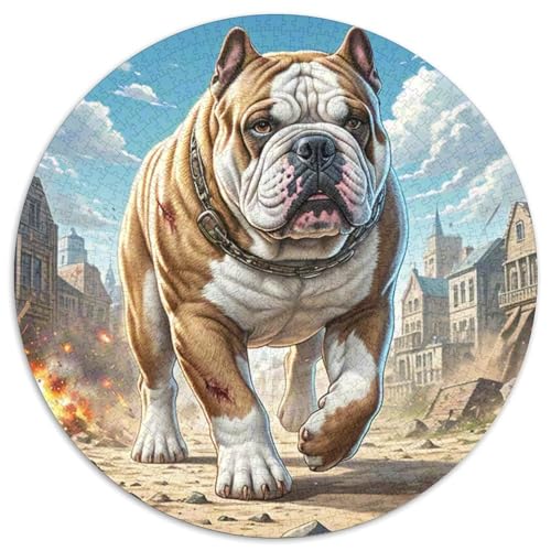 Bullmastiff 1000-Piece Jigsaw Puzzles Hund Round Puzzles for Adults and Children Unmöglich No Colour Or Print Errors for Adults von GLFSDKFUR