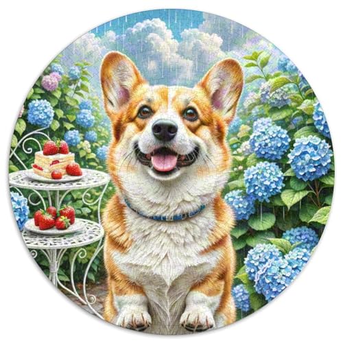 Corgi 1000-Piece Jigsaw Puzzles Hund Round Puzzles for Adults and Children Unmöglich No Colour Or Print Errors for Adults von GLFSDKFUR