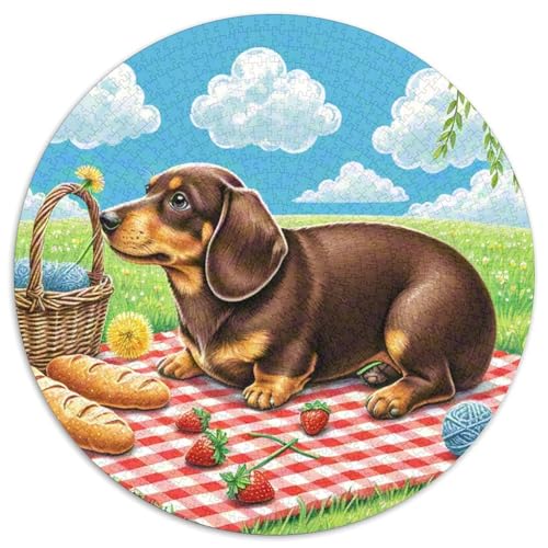 Dachshund 1000-Piece Jigsaw Puzzles Hund Round Puzzle Educational Stress Relieving Toy for Adults & Children Kreativ No Colour Or Print Errors for Teenagers and Adults von GLFSDKFUR