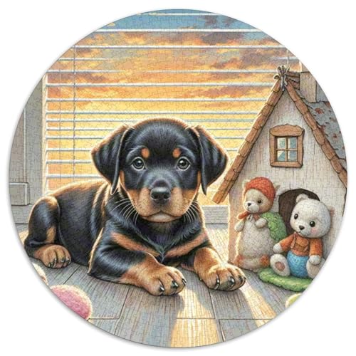 Doberman 1000 Piece Jigsaw Puzzle Hund Circle Puzzles for Adults and Children Kreativ No Colour Or Print Errors for Children Aged 5 and Up von GLFSDKFUR
