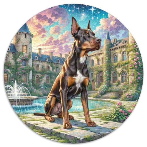 Doberman 1000-Piece Jigsaw Puzzles Hund Round Puzzle Adult Decompression Toy Kreativ No Colour Or Print Errors for Adults von GLFSDKFUR