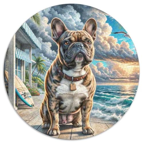 Französischer Bullhund 1000-Piece Jigsaw Puzzles Hund Round Puzzles Educational Stress Relieving Toy for Adults & Children Kreativ No Colour Or Print Errors for Adults von GLFSDKFUR