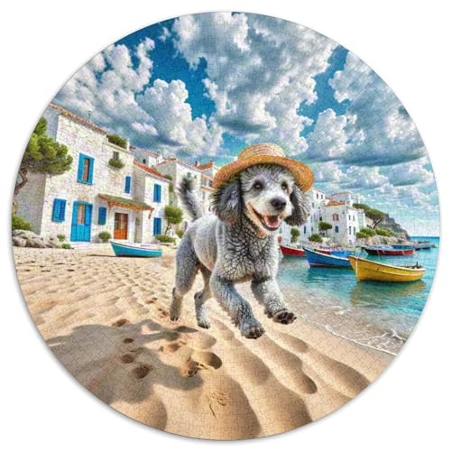 Poodle 1000 Piece Jigsaw Puzzle Hund Circle Puzzles Educational Stress Relieving Toy for Adults & Children Unmöglich No Colour Or Print Errors for Adults von GLFSDKFUR