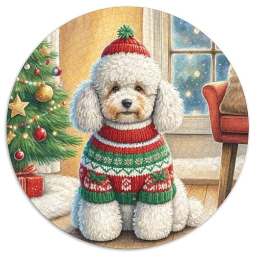 Poodle 1000-Piece Jigsaw Puzzles Hund Round Puzzles Educational Stress Relieving Toy for Adults & Children Unmöglich No Colour Or Print Errors for Adults von GLFSDKFUR
