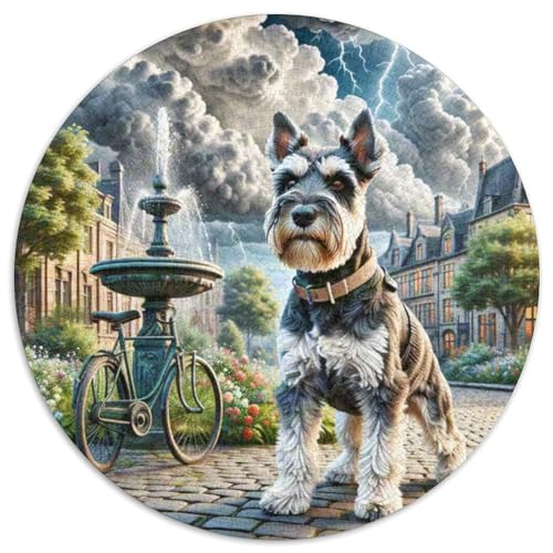 Schnauzer 1000-Piece Jigsaw Puzzles Hund Round Puzzle Adult Decompression Toy Kreativ No Colour Or Print Errors for Adults von GLFSDKFUR