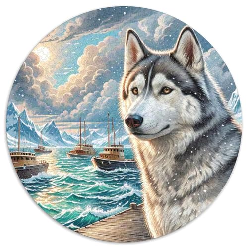 Sibirischer Husky 1000-Piece Jigsaw Puzzles Hund Round Puzzles for Adults and Children Unmöglich No Colour Or Print Errors for Children Aged 5 and Up von GLFSDKFUR